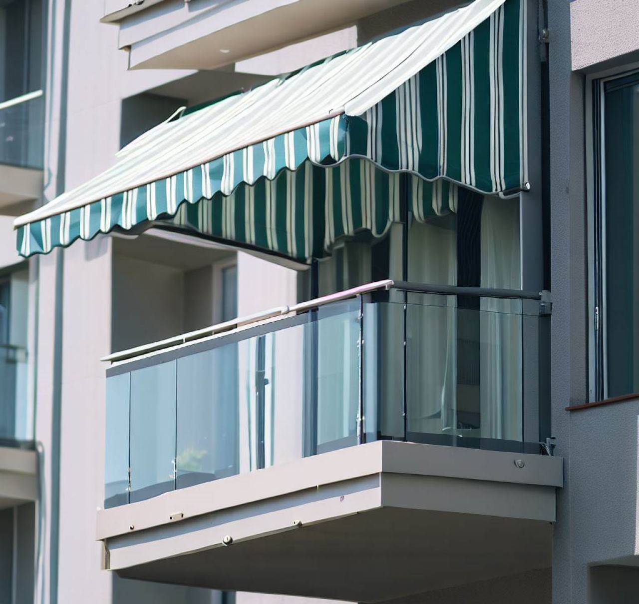 Toldos en balcon de moderno apartamento